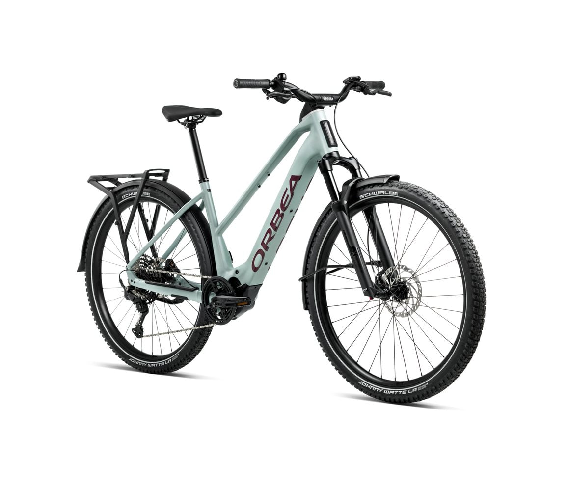 A photo of a Stone Blue Orbea Kemen ADV Mid on a white background