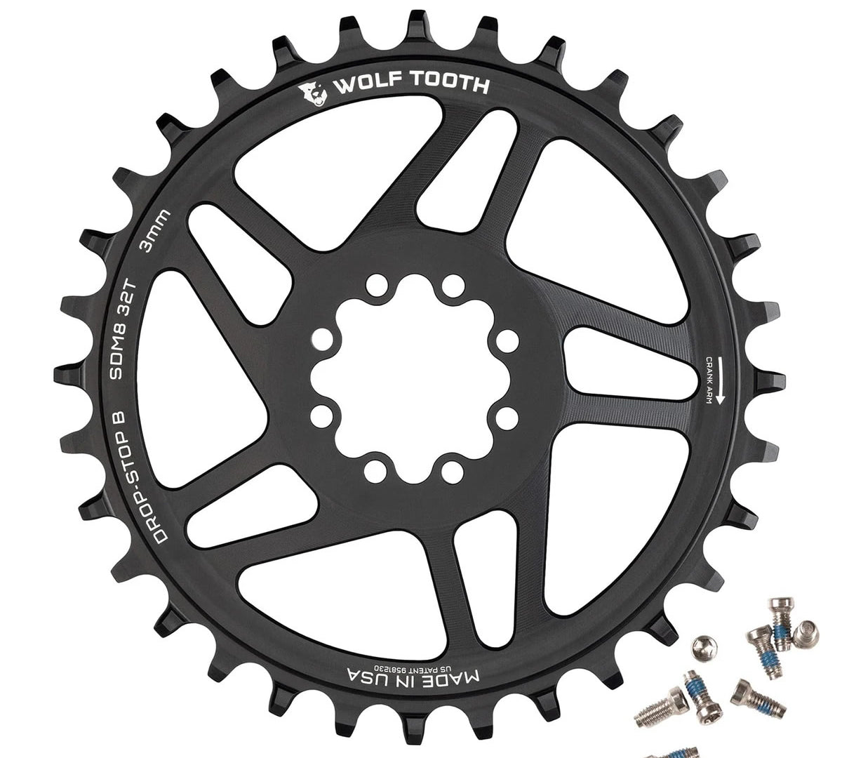 Wolf Tooth DropStop B SRAM DM 8-Bolt MTB Chainring